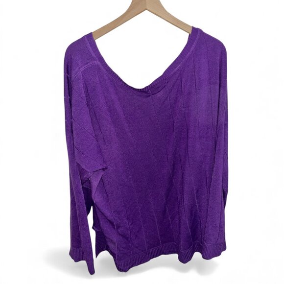 Roaman's Purple Ribbed Knit Sweater 4X Plus Size Scoop Neck Acrylic Pullover - Picture 2 of 5